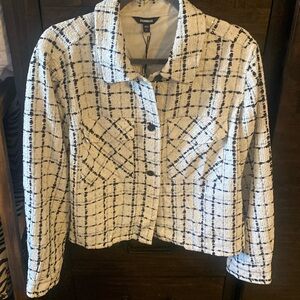 Express tweed shacket. XL New. Cream, black.